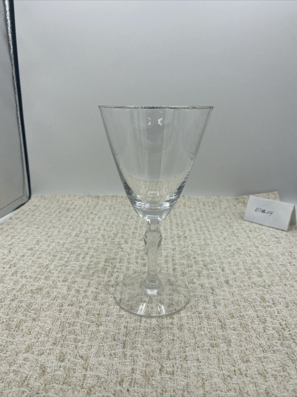 VTG Fostoria USA Elegant Petite Water Goblet/Wine Glass - 7” Tall Platinum Rim